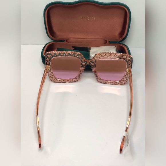 💯 Original GUCCI GG0148S 007 53 GG0148 53 mm Pink Sunglasses - Picture 11 of 13